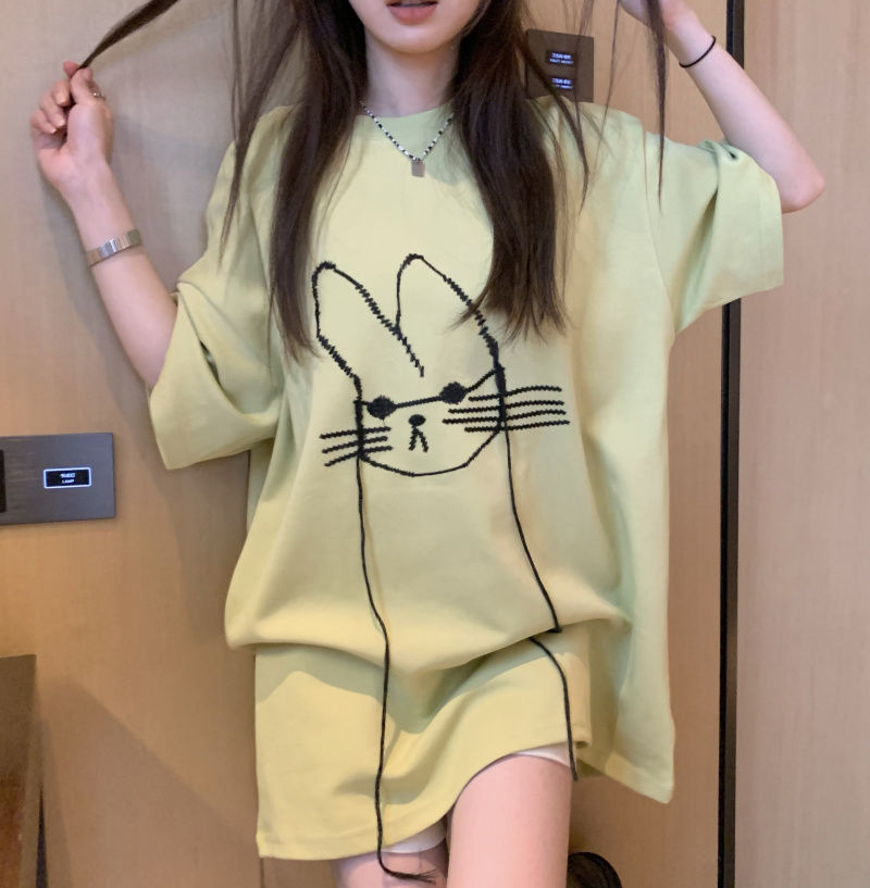 Longline Tee Oversized - Camiseta holgada informal de manga corta,