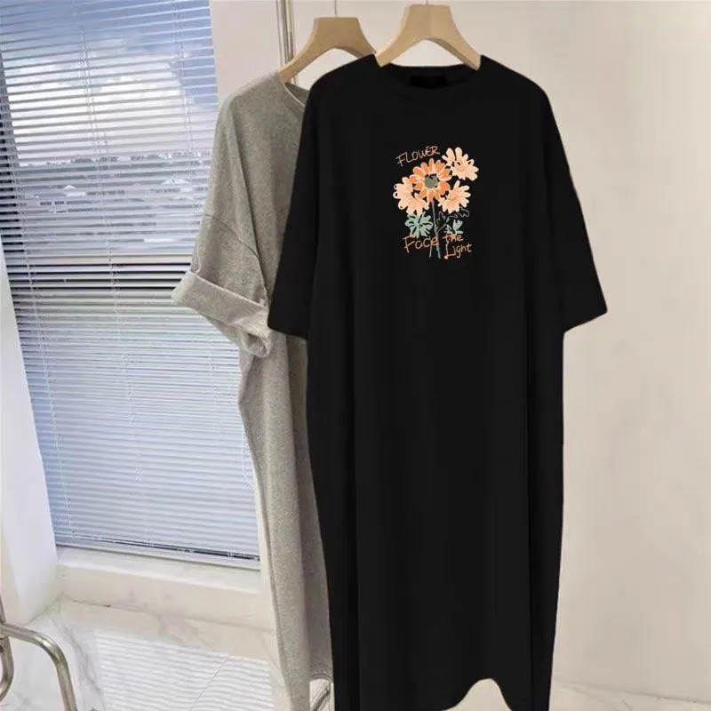 Longline Tee Oversized - Vestido camisero extragrande con estampado de