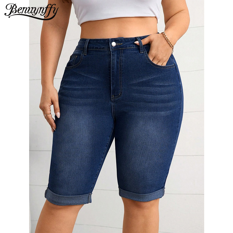 Street Fashion Jeans Women - Benuynffy Jeans de mezclilla elásticos vintage