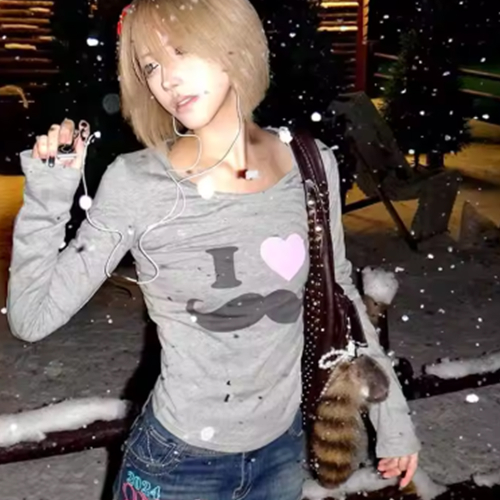Street Fashion Harajuku - Camiseta Japonesa Y2K con Estampado de
