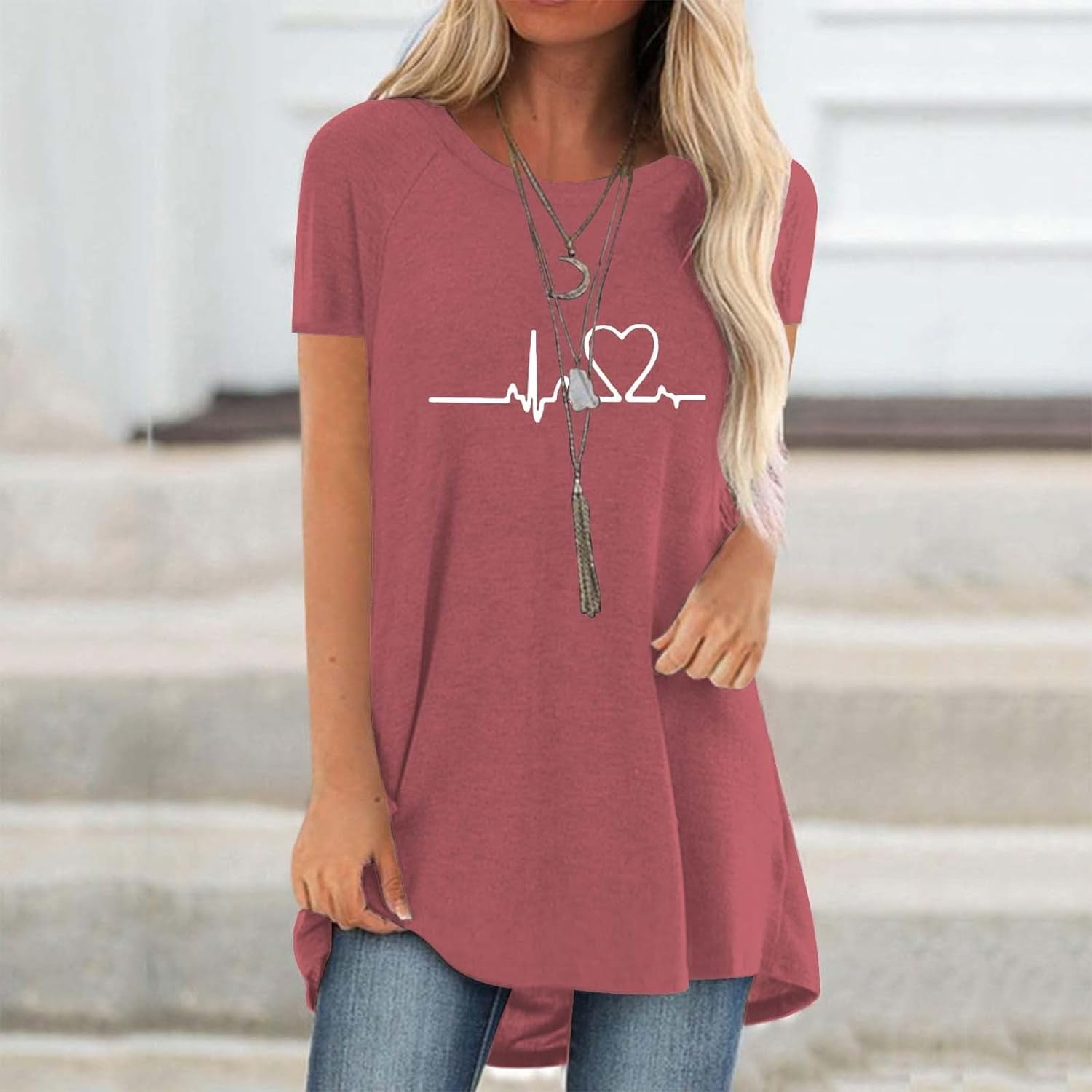 Longline Tee Oversized - Camisetas con estampado 3D para mujer,