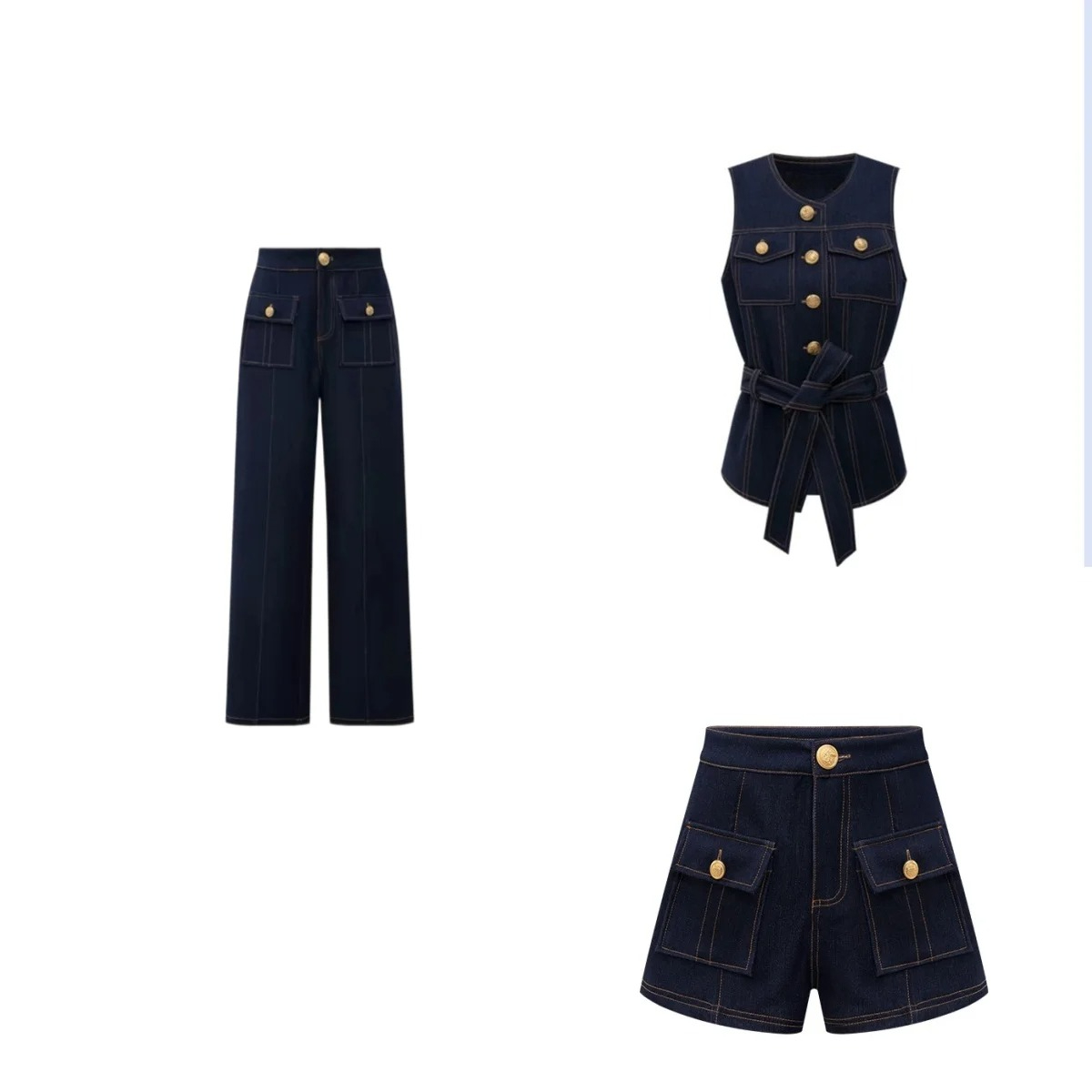 Street Fashion Jeans Women - Conjunto de moda Y2K 2026: chaleco