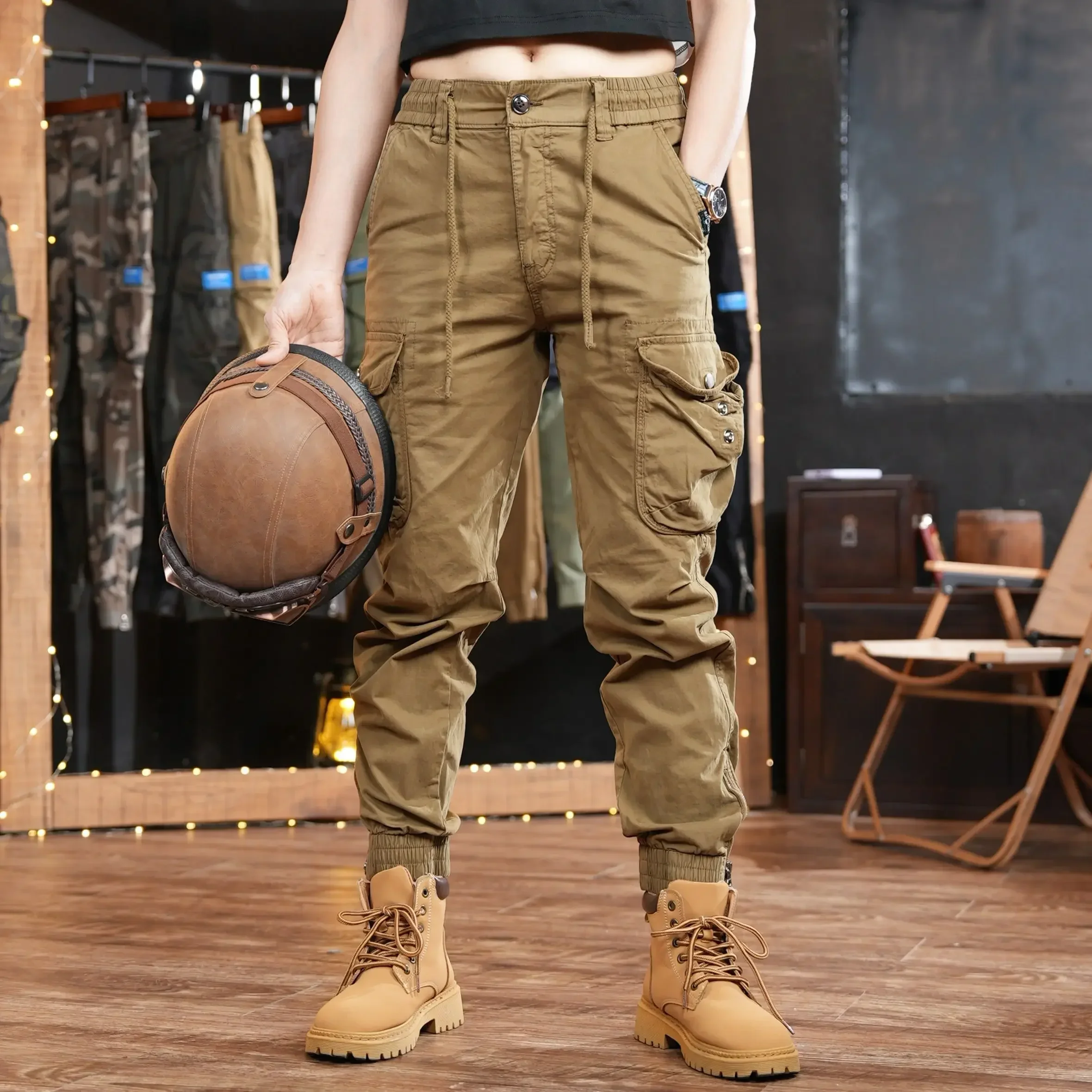 Street Fashion Harajuku - Pantalones multibolsillos para exteriores, pantalones Cargo