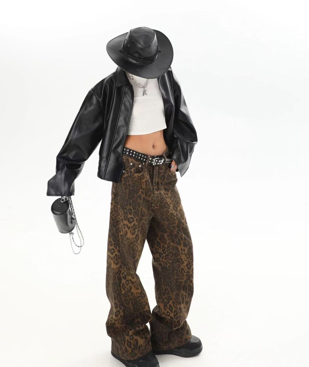 Pantalones anchos con estampad - Street Fashion Jeans Women reseña y precio